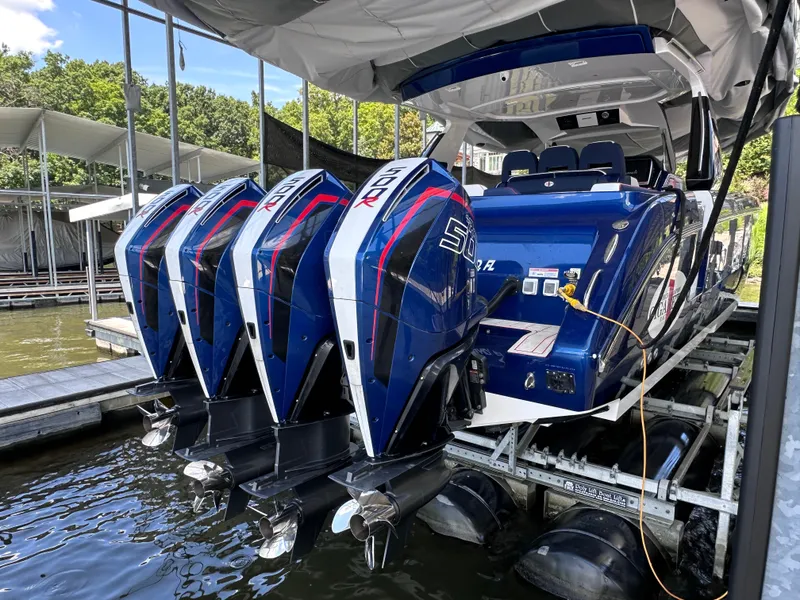 Slide: The Image of 2024 Cigarette 42 Auroris boat with Garmin camera, sleek design, and advanced navigation system. - 19