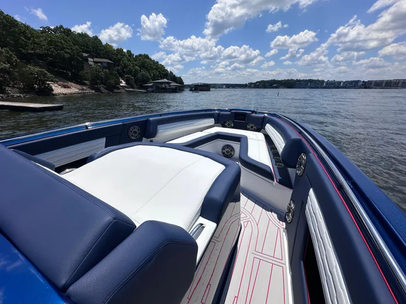 Slide: The Image of 2024 Cigarette 42 Auroris interior with sleek seating and modern design. - 25