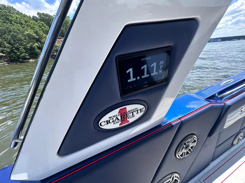 Slide: The Image of 2024 Cigarette 42 Auroris boat deck with sleek design and luxurious seating. - 33