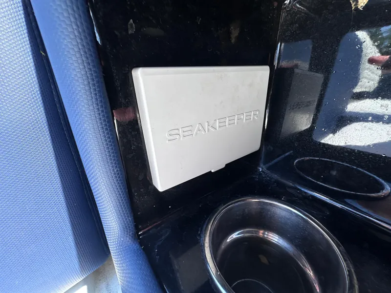 Slide: The Image of Seakeeper system on 2024 Cigarette 42 Auroris boat, featuring sleek interior design. - 46