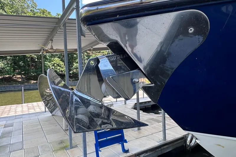 Slide: The Image of 2024 Cigarette 42 Auroris boat anchor detail at dockside. - 48