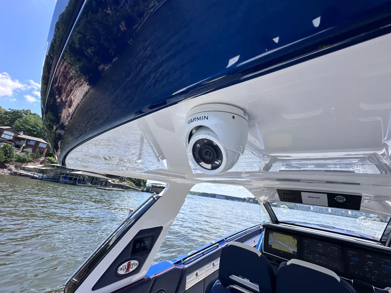 Slide: The Image of 2024 Cigarette 42 Auroris boat interior with luxurious seating and sleek design on a sunny day. - 6