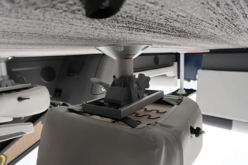 Slide: The Image of 2026 Bennington S Swingback 22 SSB interior seating detail, showcasing adjustable seat mechanism. - 14