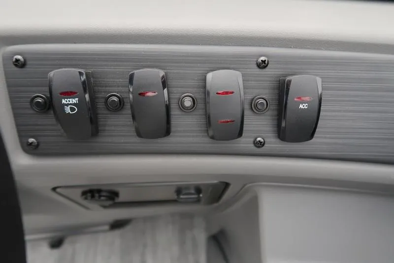 Slide: The Image of Control panel of 2026 Bennington S Swingback 22 SSB with switches and buttons. - 18