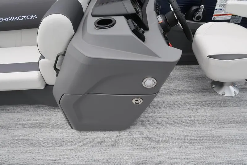 Slide: The Image of 2026 Bennington S Swingback 22 SSB boat interior with steering console and seating. - 35