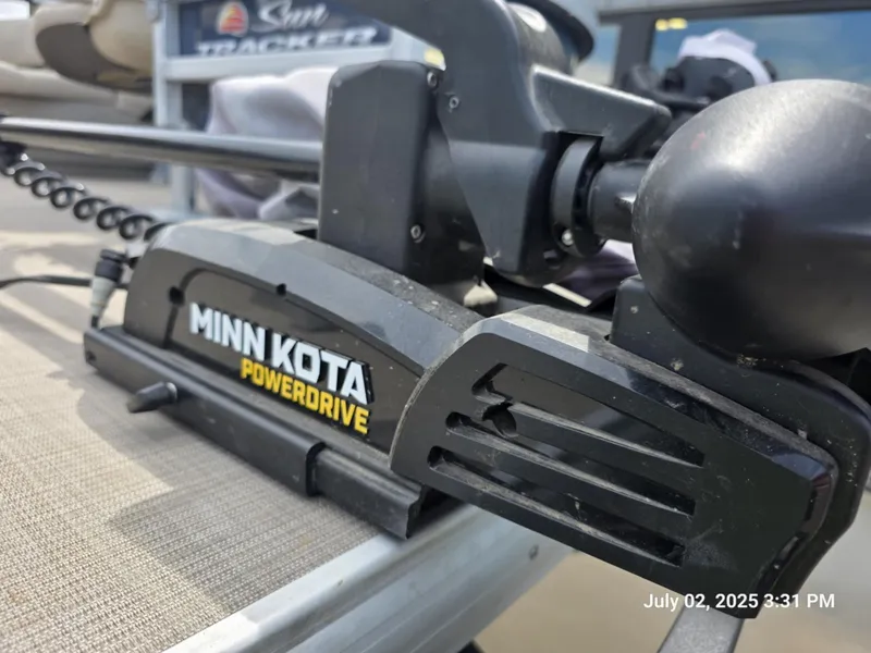 Slide: The Image of Minn Kota PowerDrive on 2021 Sun Tracker Bass Buggy 16 XL pontoon boat. - 7
