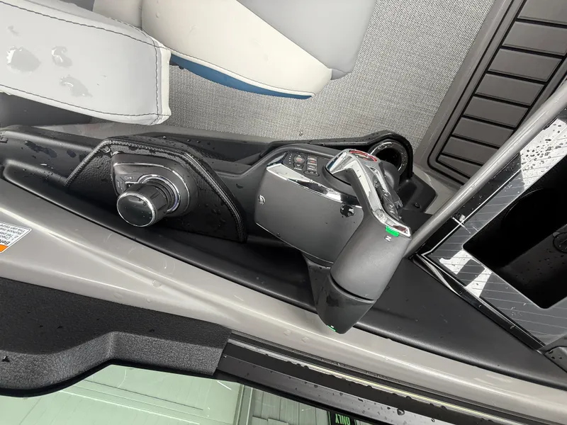 Slide: The Image of Joystick controls of 2025 Avalon 2785 Excalibur LTD ELW with Twin Mercury Racing 500R engines. - 31