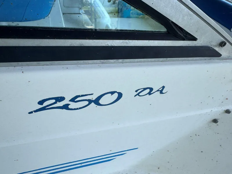 Slide: The Image of 1989 Sea Ray 250 DA boat exterior with model name visible. - 14