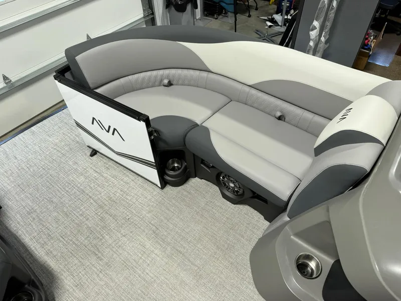 Slide: The Image of 2025 Avalon LSZ Versatile Rear Lounger with sleek gray and white seating in a modern interior. - 16