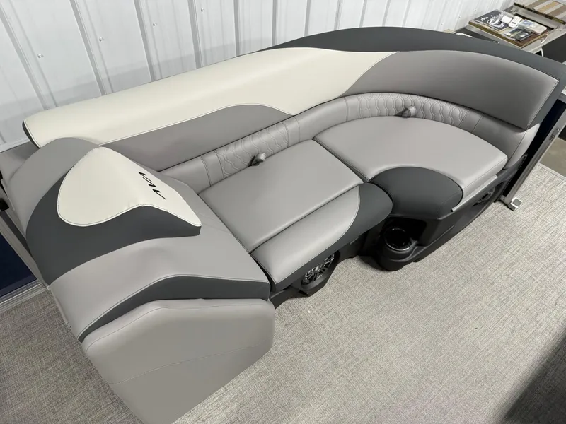 Slide: The Image of 2025 Avalon LSZ Quad Lounger with sleek gray and white upholstery, modern design. - 12