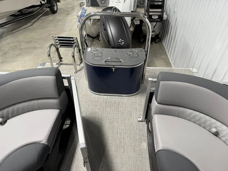 Slide: The Image of 2025 Avalon LSZ Quad Lounger interior with gray seating and sleek design. - 16