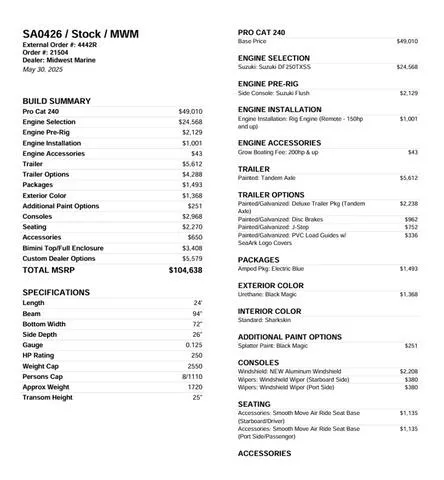 Slide: The Image of SeaArk Procat 240 / Suzuki DF250TXSS 2026 - 32
