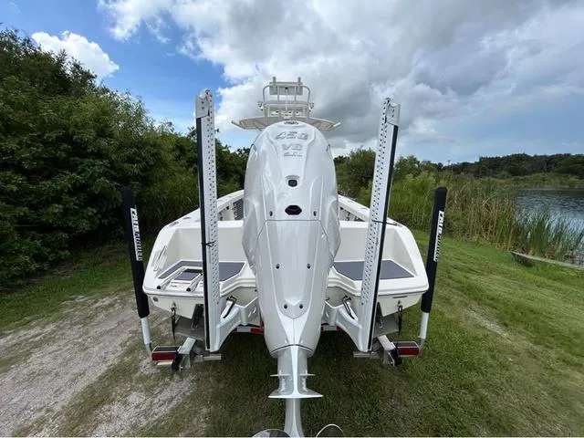 Slide: The Image of 2025 Pathfinder 2700 Open boat with Yamaha outboard engine on trailer. - 3