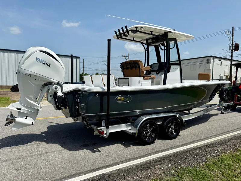 Slide: The Image of 2026 Sea Hunt BX 25 FS boat on trailer with Yamaha outboard motor. - 4