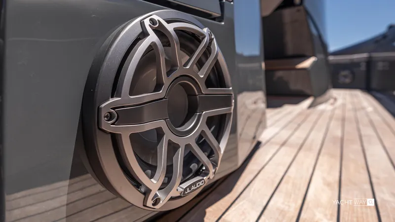 Slide: The Image of Close-up of JL Audio speaker on Skipper-BSK 38NC yacht, 2025 model. - 24