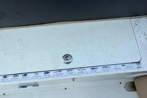 Slide: The Image of 2020 NauticStar 2302 Legacy Dual Console boat deck with fish ruler. - 19