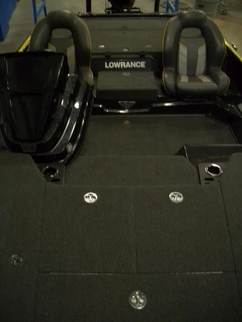 Slide: The Image of 2021 Nitro Z21 boat interior with dual seats and Lowrance equipment. - 11