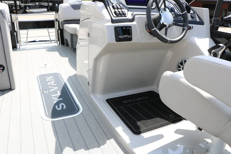 Slide: The Image of Interior of 2025 Sylvan L3 CLZ DH boat with modern steering console. - 36