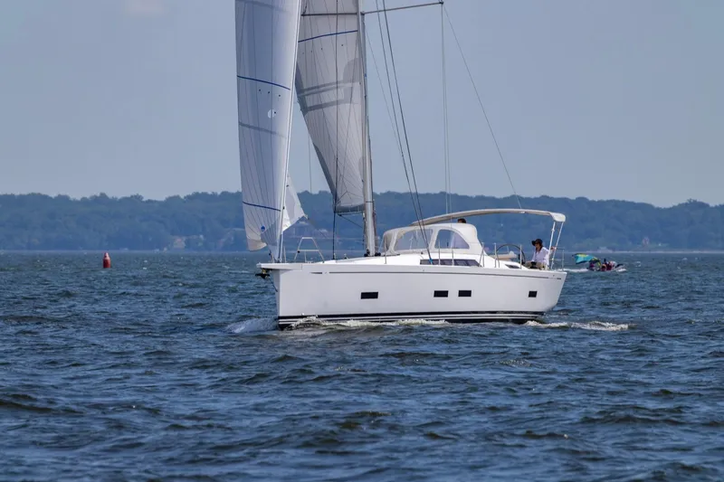 Slide: The Image of 2026 Grand Soleil 42 Long Cruise sailing on open water, clear sky background. - 8