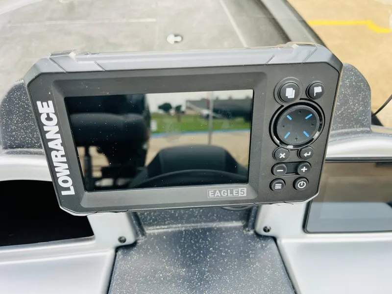 Slide: The Image of Lowrance Eagle 5 fishfinder on 2026 Tracker Pro Team 175 boat dashboard. - 27