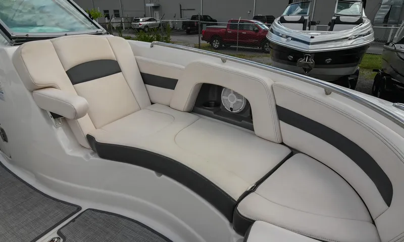 Slide: The Image of 2018 Chaparral 264 Sunesta boat interior with comfortable seating and modern design. - 31