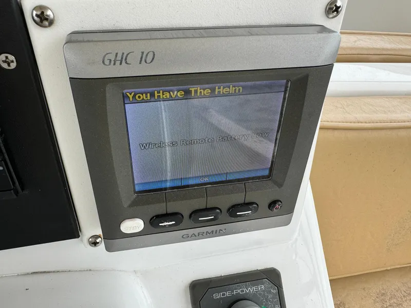 Slide: The Image of Garmin GHC 10 marine display on 2005 Custom Stardust 32 Express boat. - 26