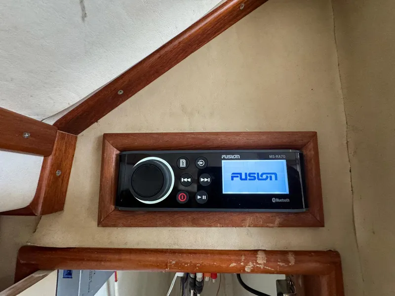 Slide: The Image of Fusion MS-RA70 stereo system in 2005 Custom Stardust 32 Express boat interior. - 38