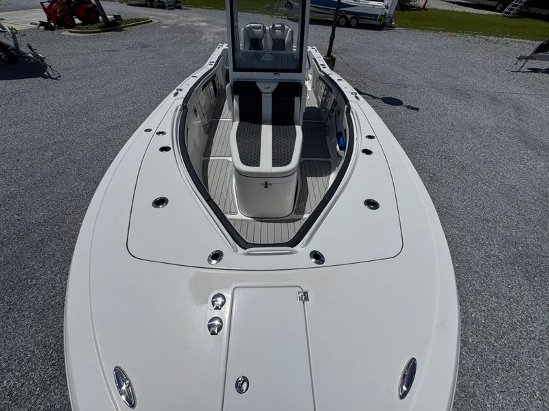 Slide: The Image of 2023 Tidewater 282 CC Adventure Bluewater boat, top view of bow and seating area. - 21