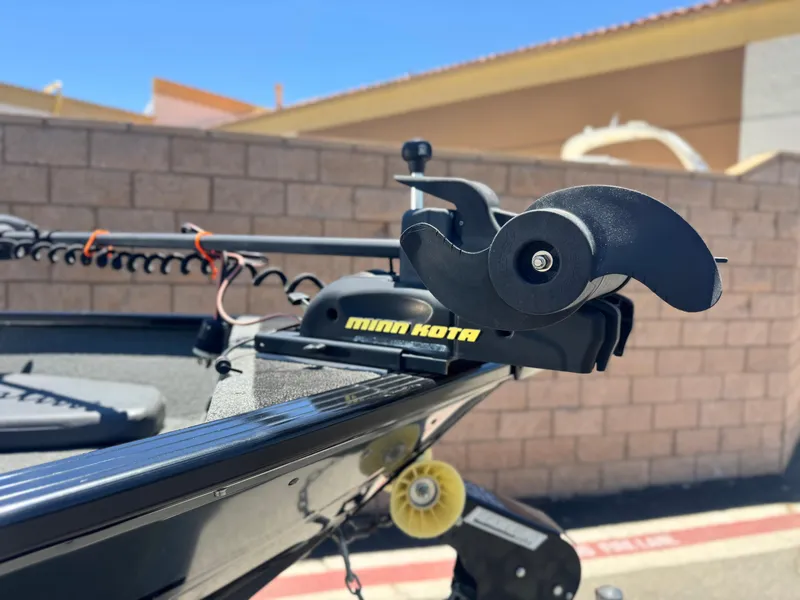 Slide: The Image of 2013 Smoker Craft Ultima 172 with Minn Kota trolling motor, close-up view. - 7