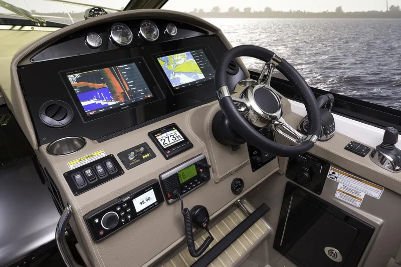 Slide: The Image of Manufacturer Provided Image: 2017 Regal 46 Sport Coupe helm with advanced navigation systems and controls. - 33