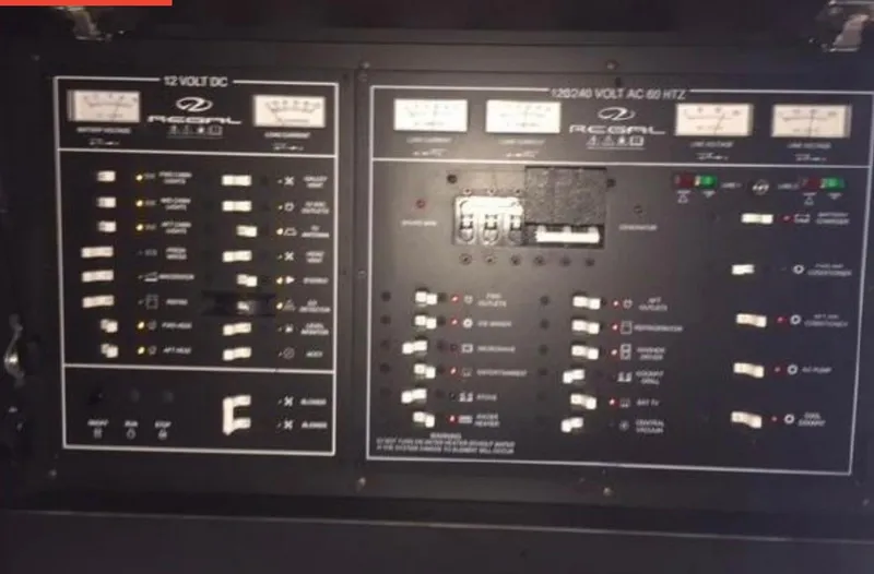 Slide: The Image of Electrical control panel of a 2017 Regal 46 Sport Coupe boat. - 8