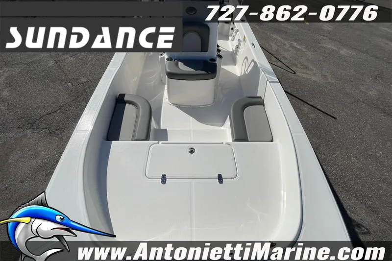 Slide: The Image of 2025 Sundance DX20 boat interior with seating, showcased by Antonietti Marine. - 27