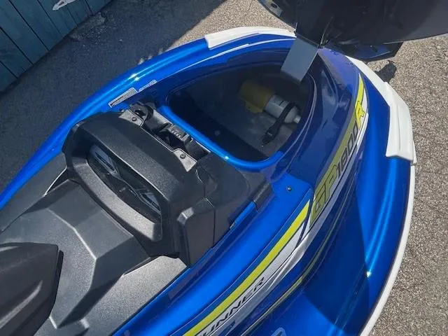 Slide: The Image of 2019 Yamaha WaveRunner GP1800R, blue, open storage compartment, top view. - 8