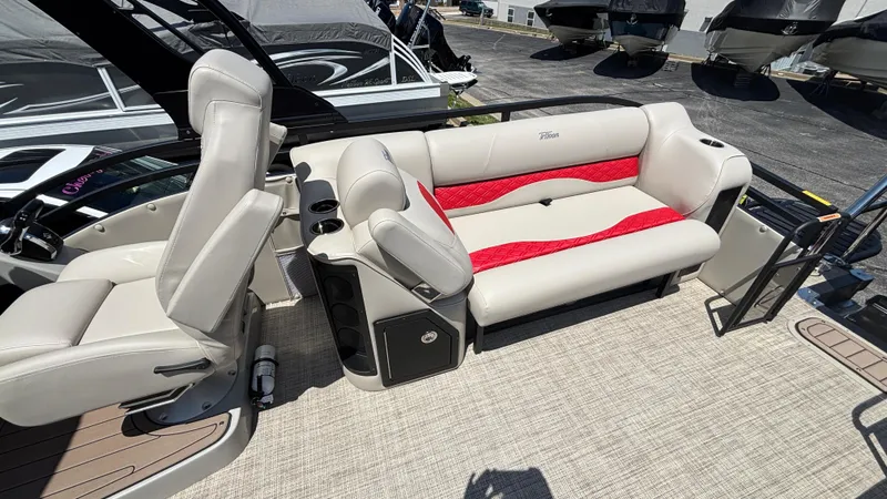 Slide: The Image of Luxurious interior of 2025 JC NEPTOON 27TT SPORT boat with plush seating. - 8