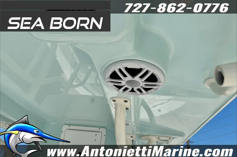 Slide: The Image of 2025 Sea Born LX24 Center Console boat interior with speaker detail. - 20