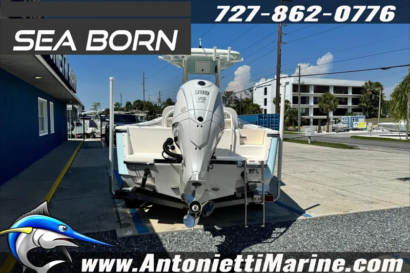 Slide: The Image of 2025 Sea Born LX24 Center Console boat at Antonietti Marine dealership. - 3