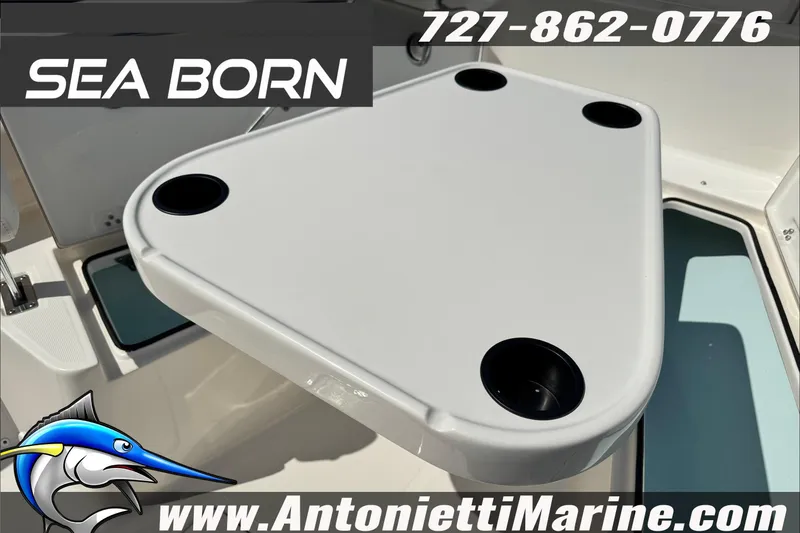 Slide: The Image of 2025 Sea Born LX24 Center Console boat with cup holders, showcased by Antonietti Marine. - 30