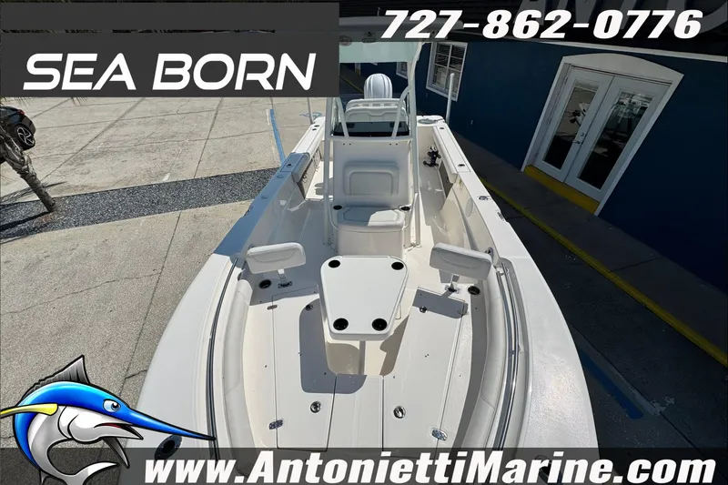 Slide: The Image of 2025 Sea Born LX24 Center Console boat at Antonietti Marine dealership. - 35