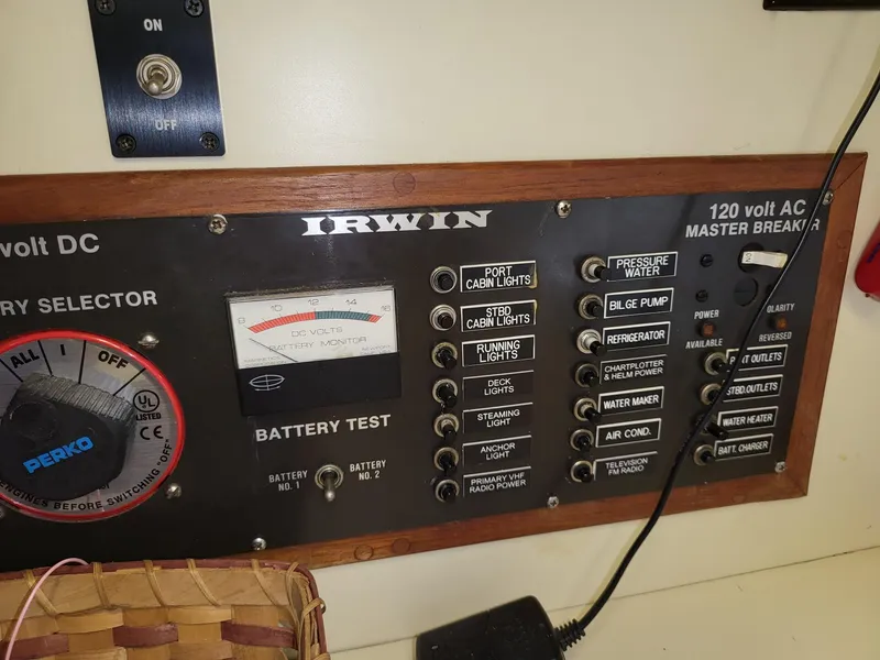 Slide: The Image of Electrical control panel of a 1983 Irwin 38 Center Cockpit sailboat. - 20