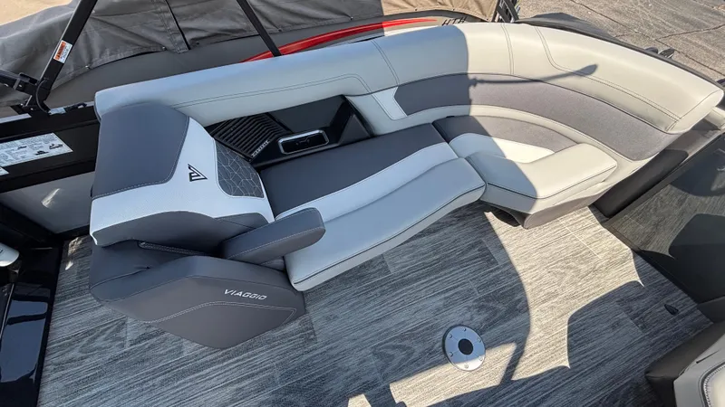 Slide: The Image of Luxurious seating in the 2025 Viaggio Diamante D26U boat, featuring modern design and comfort. - 12