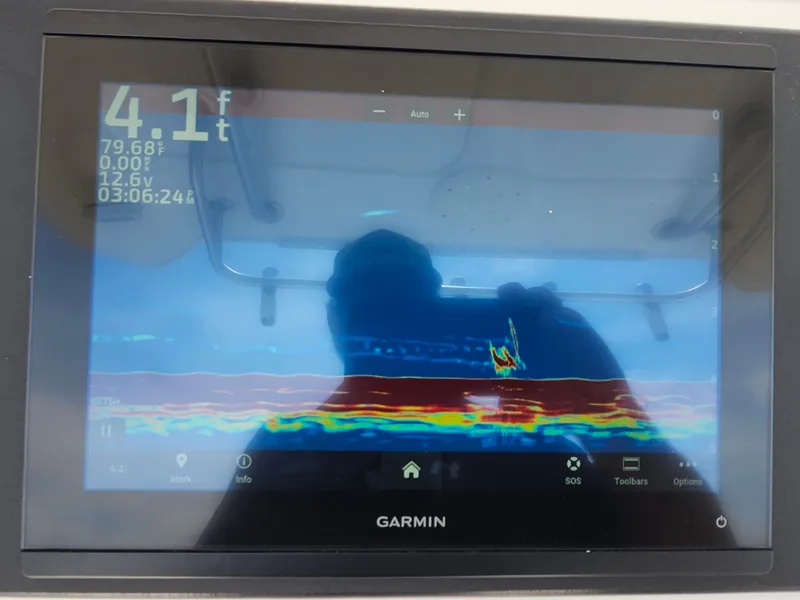 Slide: The Image of Garmin fishfinder display on 2008 Robalo R300 Center Console boat. - 24