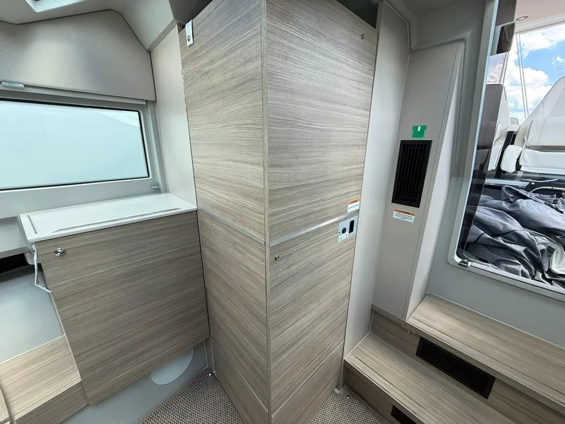 Slide: The Image of 2024 Saxdor 320 GTO interior with modern wood finish and sleek design elements. - 24