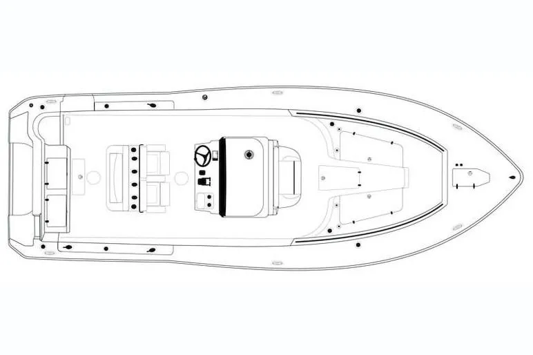 Slide: The Image of 2019 Sea Hunt Ultra 275 SE boat dashboard with steering wheel and controls. - 10