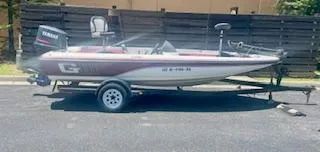 Slide: The Image of 1999 G3 Pro G185 boat on trailer with Yamaha outboard motor. - 2