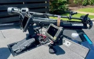 Slide: The Image of 2017 Tracker Pro Team 195 TXW boat with Lowrance electronics and trolling motor. - 3