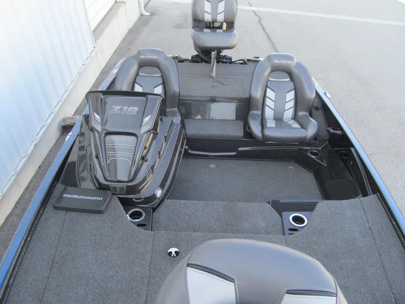 Slide: The Image of 2021 Nitro Z18 Pro boat interior with seating and console view. - 11