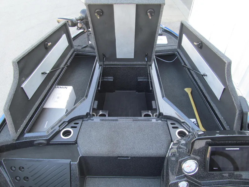 Slide: The Image of 2021 Nitro Z18 Pro boat storage compartments with Garmin box and accessories. - 9