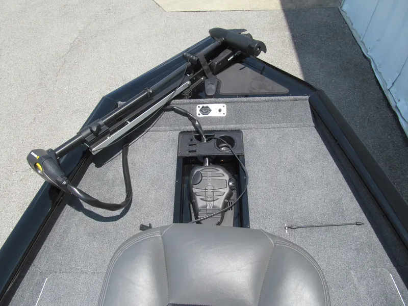 Slide: The Image of 2019 Tracker Pro Team 175 TXW boat deck with trolling motor and seat. - 9