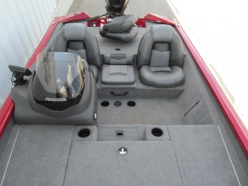Slide: The Image of 2019 Tracker Pro Team 190 TX Tournament Edition boat interior with seating and console. - 10