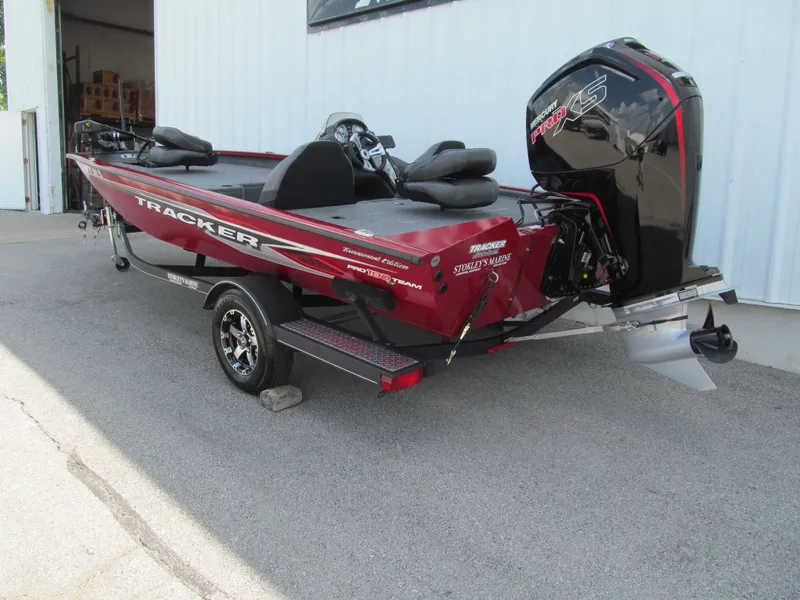 Slide: The Image of 2019 Tracker Pro Team 190 TX Tournament Edition boat with Mercury Pro XS engine. - 2